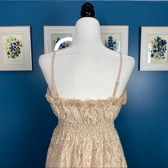 VTG Twenty One Cream Lace Floral Mini Dress Size M - Picture 6 of 14